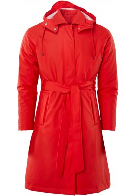 Rode gewatteerde damesregenjas W Trenchcoat van Rains