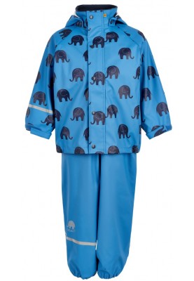 Blauwe regenpak met olifantenprint van CeLaVi