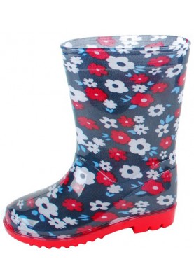 Chuva kinderregenlaarzen Blauw/Rood/Wit - Bloemetjes