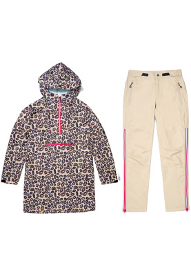 Dripp Rainwear damesregenpak Beige/Bruin - Leopard + Camel