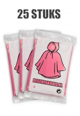 Huismerk wegwerp poncho Roze/Transparant