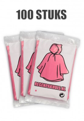 Huismerk wegwerp poncho Roze/Transparant