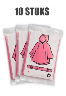 Huismerk wegwerp poncho Roze/Transparant