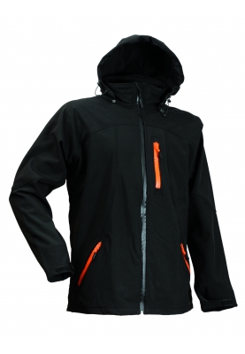 Lyngsøe Rainwear Softshell jas zwart met oranje rits details