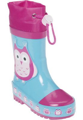 Playshoes kinderregenlaarzen Blauw/Roze - Uil
