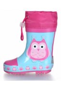 Playshoes kinderregenlaarzen Blauw/Roze - Uil 2