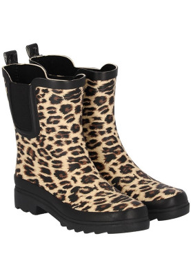 XQ damesregenlaarzen Beige/Bruin - Luipaard
