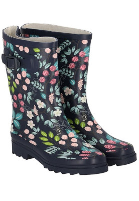 XQ damesregenlaarzen Blauw - Bloemen