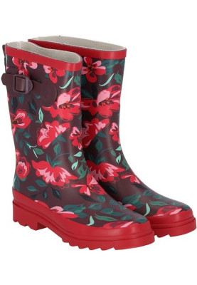 XQ damesregenlaarzen Rood - Bloemen
