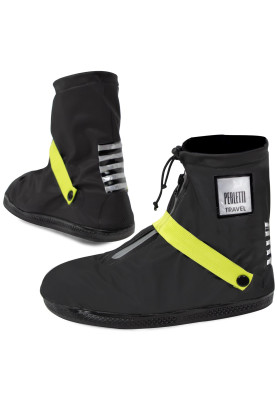 Zwart met neon gele band lage regenoverschoenen (Shoe Cover) van Perletti 
